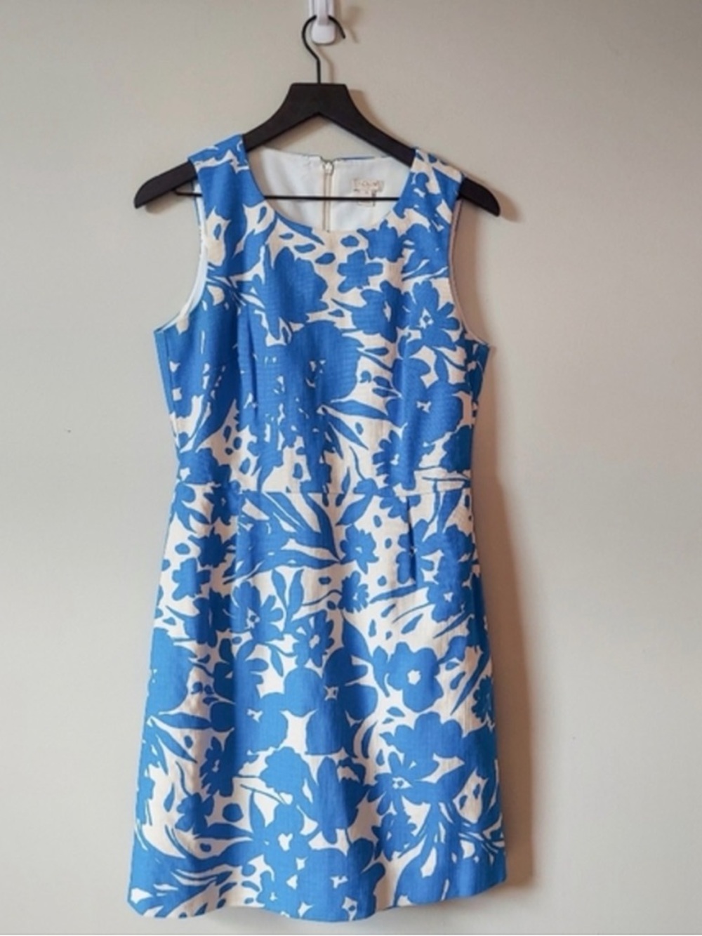 J. Crew Factory Blue White Floral Fully Lined Pleated Dress Size 6 G2657